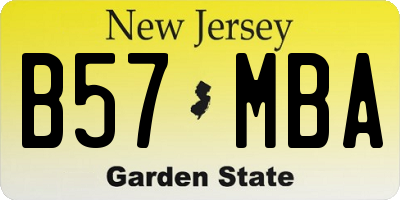 NJ license plate B57MBA