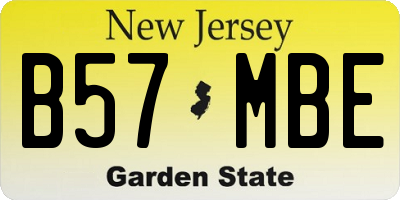 NJ license plate B57MBE