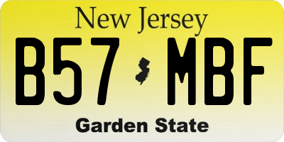 NJ license plate B57MBF