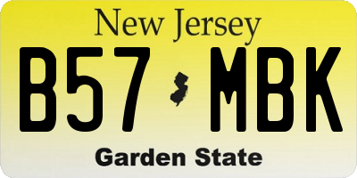 NJ license plate B57MBK
