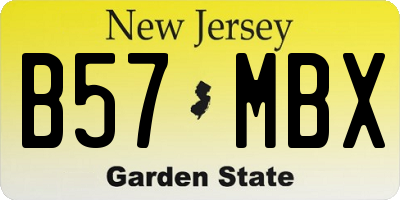 NJ license plate B57MBX
