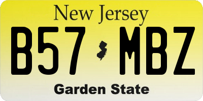 NJ license plate B57MBZ