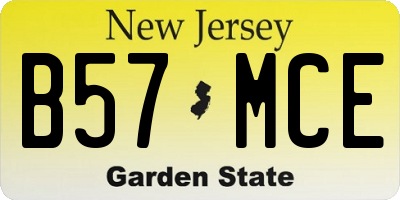 NJ license plate B57MCE
