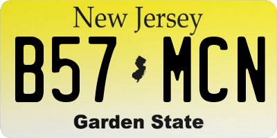 NJ license plate B57MCN