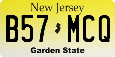 NJ license plate B57MCQ