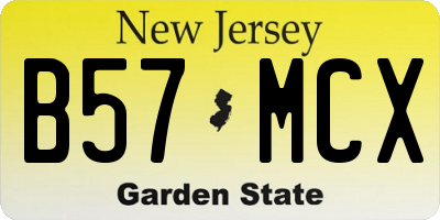 NJ license plate B57MCX