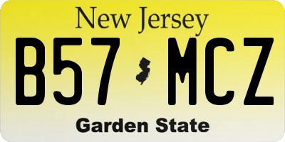 NJ license plate B57MCZ