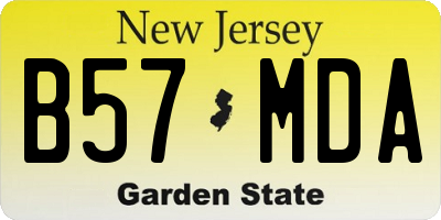 NJ license plate B57MDA