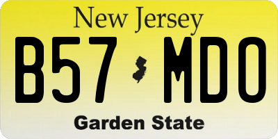NJ license plate B57MDO