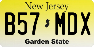 NJ license plate B57MDX
