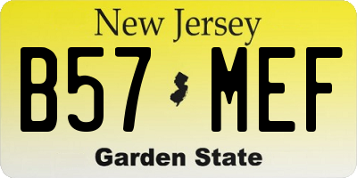 NJ license plate B57MEF