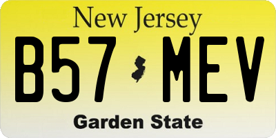 NJ license plate B57MEV