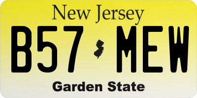 NJ license plate B57MEW