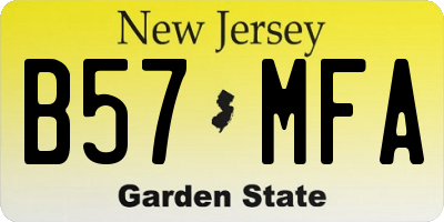 NJ license plate B57MFA