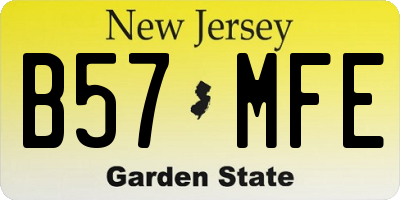 NJ license plate B57MFE