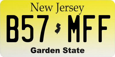 NJ license plate B57MFF