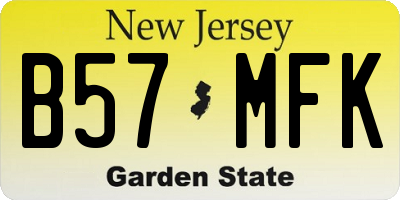 NJ license plate B57MFK