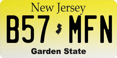 NJ license plate B57MFN