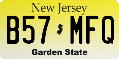 NJ license plate B57MFQ