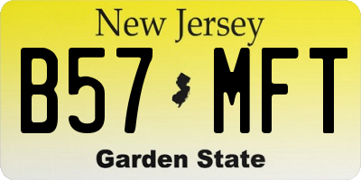 NJ license plate B57MFT