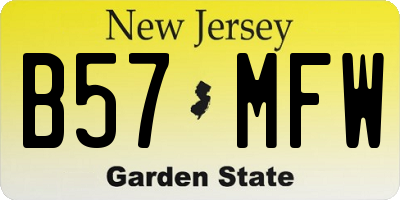 NJ license plate B57MFW