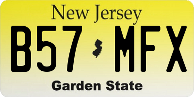 NJ license plate B57MFX