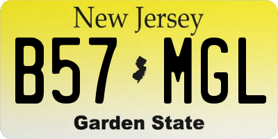 NJ license plate B57MGL