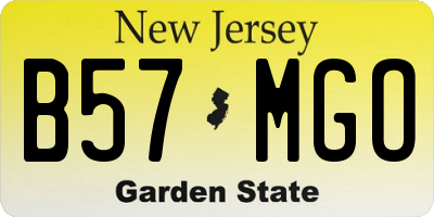 NJ license plate B57MGO