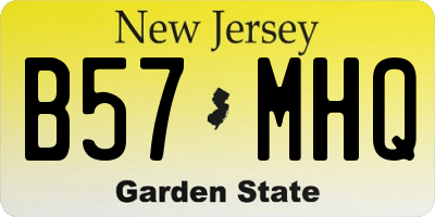 NJ license plate B57MHQ