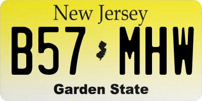 NJ license plate B57MHW
