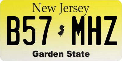 NJ license plate B57MHZ