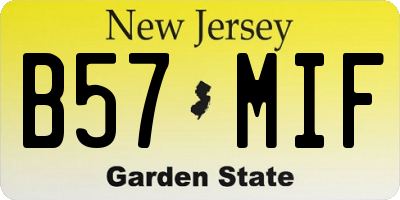 NJ license plate B57MIF