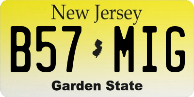 NJ license plate B57MIG
