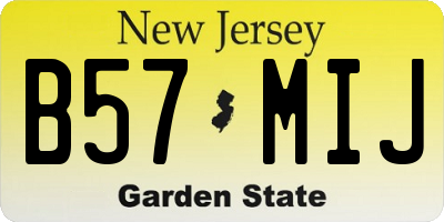 NJ license plate B57MIJ