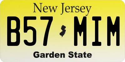 NJ license plate B57MIM