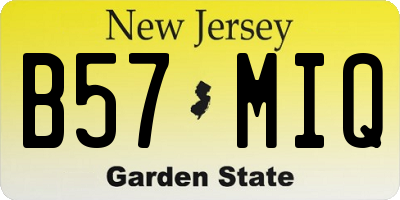NJ license plate B57MIQ