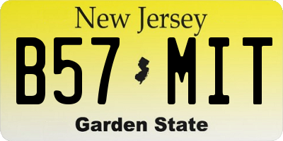 NJ license plate B57MIT