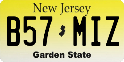 NJ license plate B57MIZ