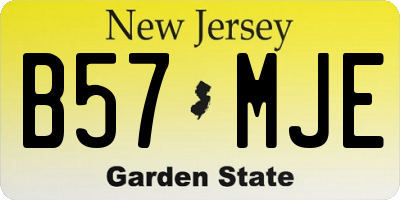 NJ license plate B57MJE