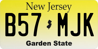 NJ license plate B57MJK