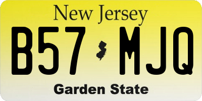 NJ license plate B57MJQ