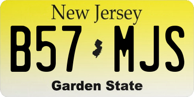 NJ license plate B57MJS