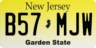 NJ license plate B57MJW