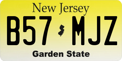 NJ license plate B57MJZ