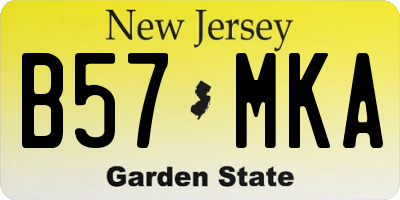 NJ license plate B57MKA