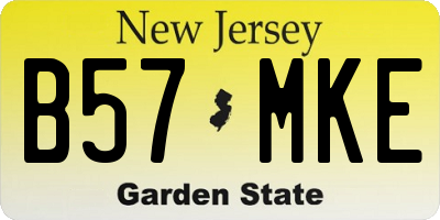 NJ license plate B57MKE