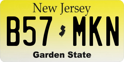NJ license plate B57MKN