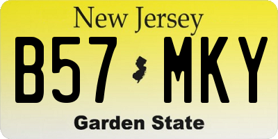 NJ license plate B57MKY