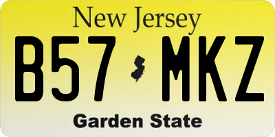 NJ license plate B57MKZ