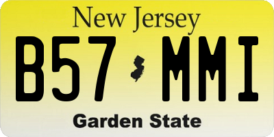 NJ license plate B57MMI